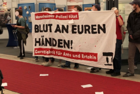 Protest gegen Polizeigewalt auf dem Mannheimer Maimarkt